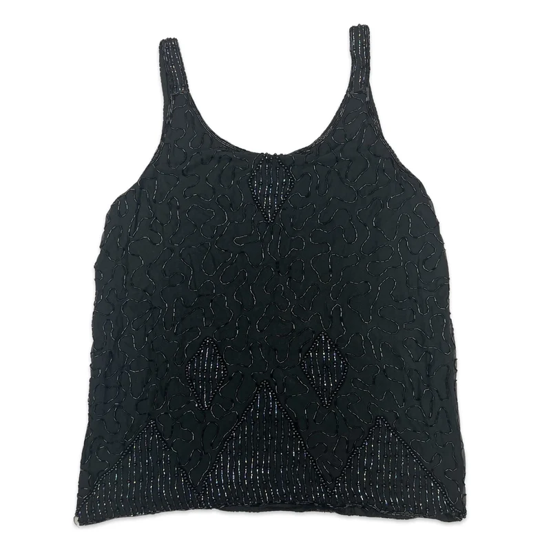Vintage Sequin Vest Black 14 16