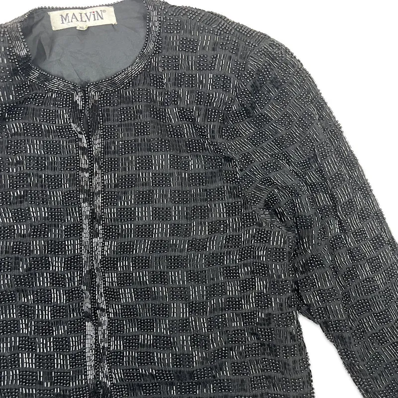 Vintage 80s Sequin Jacket Black 14
