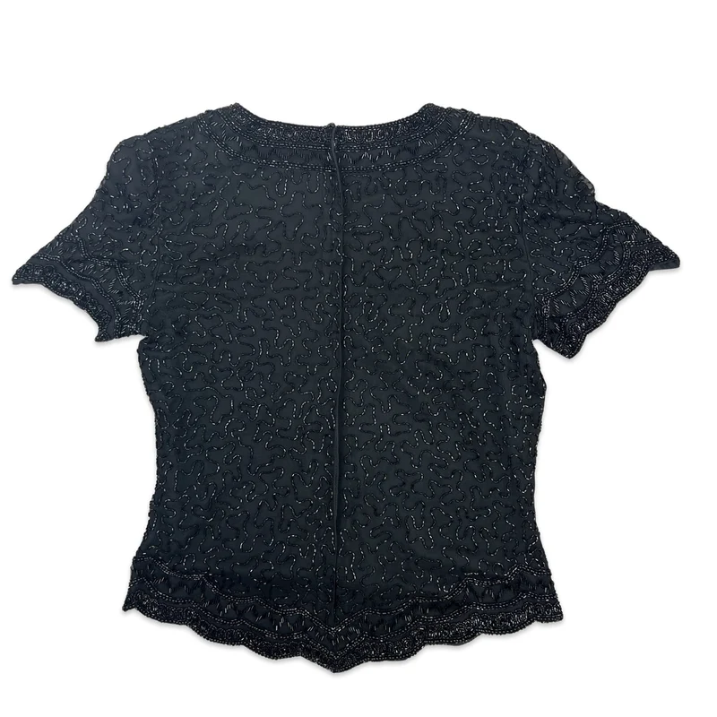 Vintage 80s Sequin Blouse Black 8 10