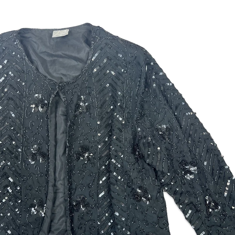 Vintage 80s Sequin Jacket Black 14