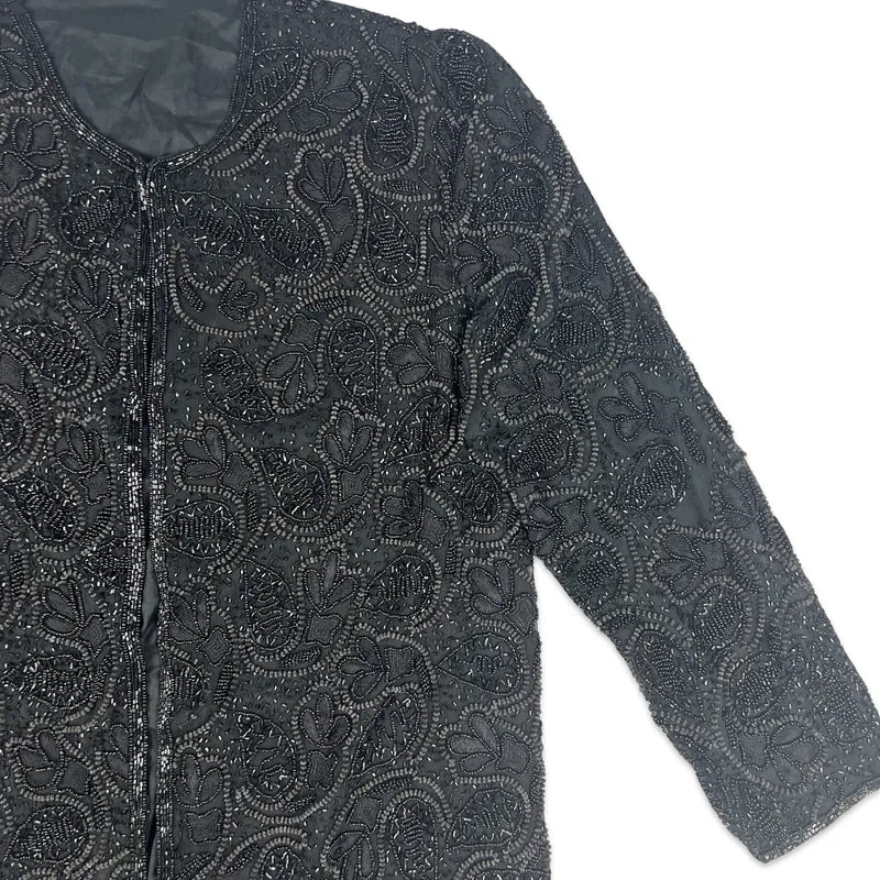 Vintage 80s Sequin Jacket Black 14 16