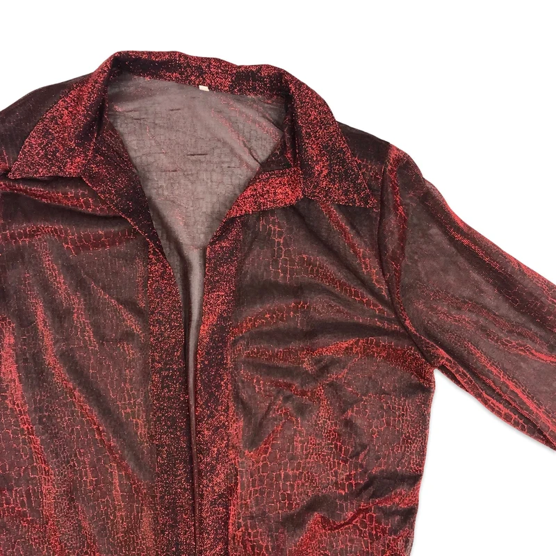 Vintage 80s Red Lurex Blouse 16 18 20 22