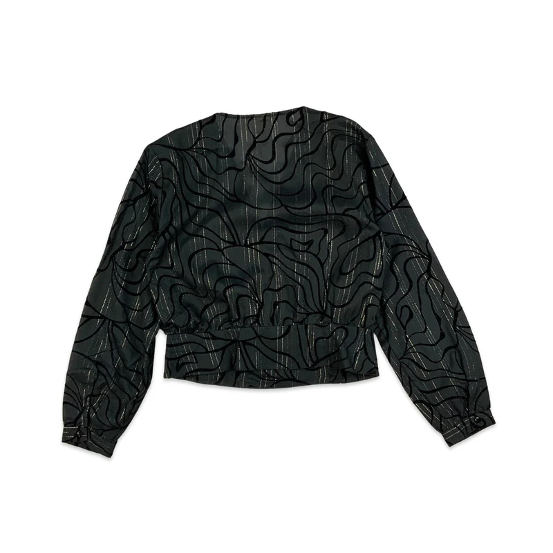 Vintage 80s Black Lurex Blouse 10 12 14