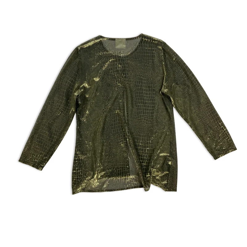 Vintage Y2K Gold and Black Lurex Blouse 14 16 18