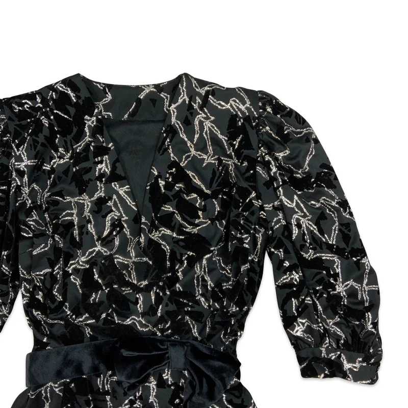 Vintage Black and Silver Lurex Blouse 10 12