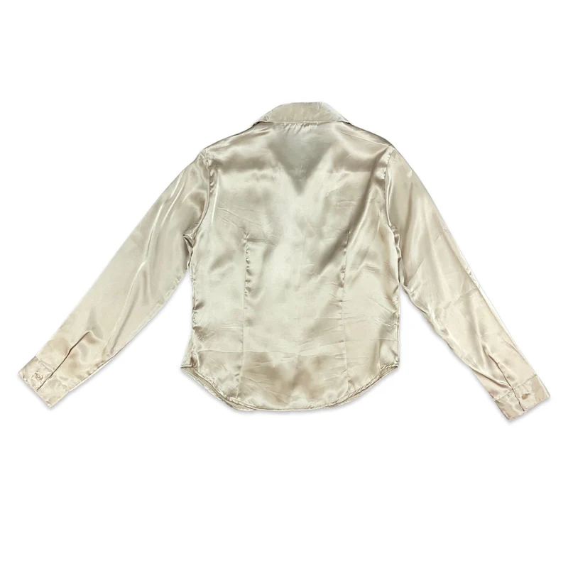 Vintage 90s Gold Champagne Satin Blouse 8 10