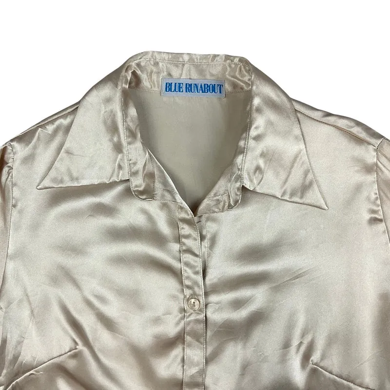 Vintage 90s Gold Champagne Satin Blouse 8 10