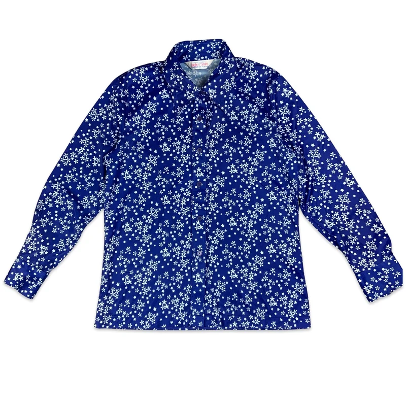 Vintage Blue & White Floral Blouse 8 10