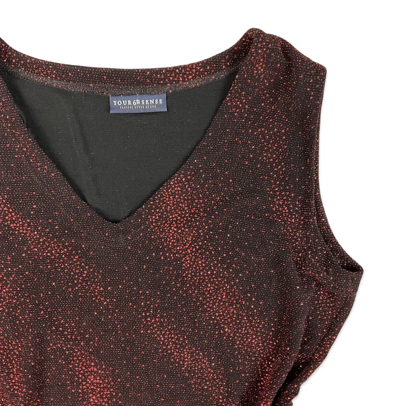 Vintage 90s C&A Red Black Lurex Shimmer Festival Vest Top 10
