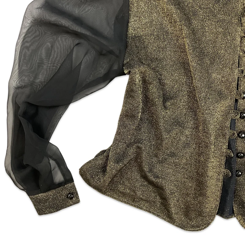 Vintage 90s Lurex Gold Black Shimmer Party Blouse 12 14 16