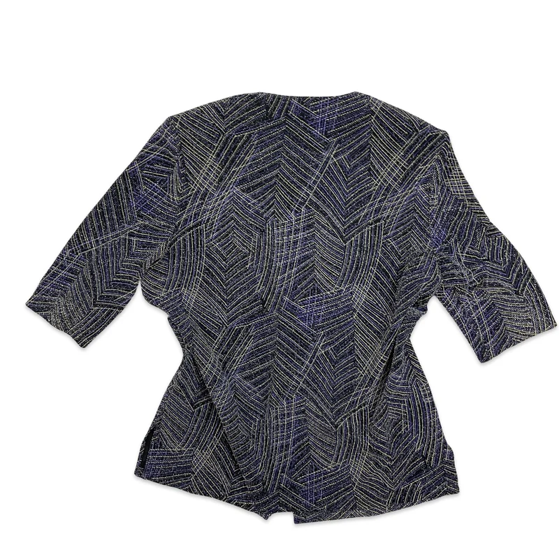 Vintage 80s Blue Purple Gold Lurex Shimmer Festival Blouse 14 16
