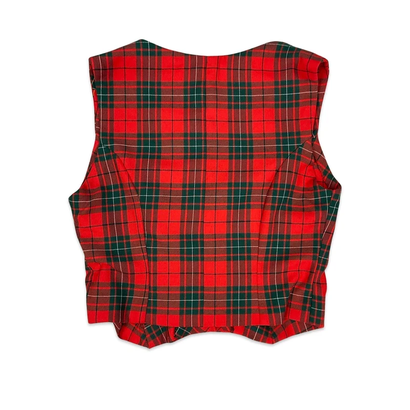Vintage Red & Black Tartan Waistcoat 6 8