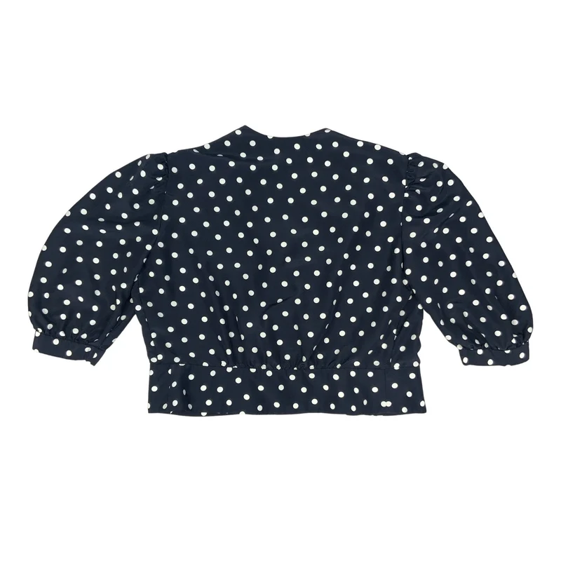 Vintage Navy & White Polka Dot Cropped Blouse 16 18