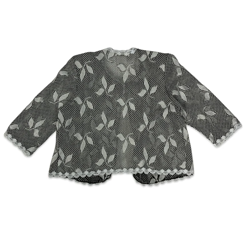 90s Silver & Black Woven Bolero 14 16