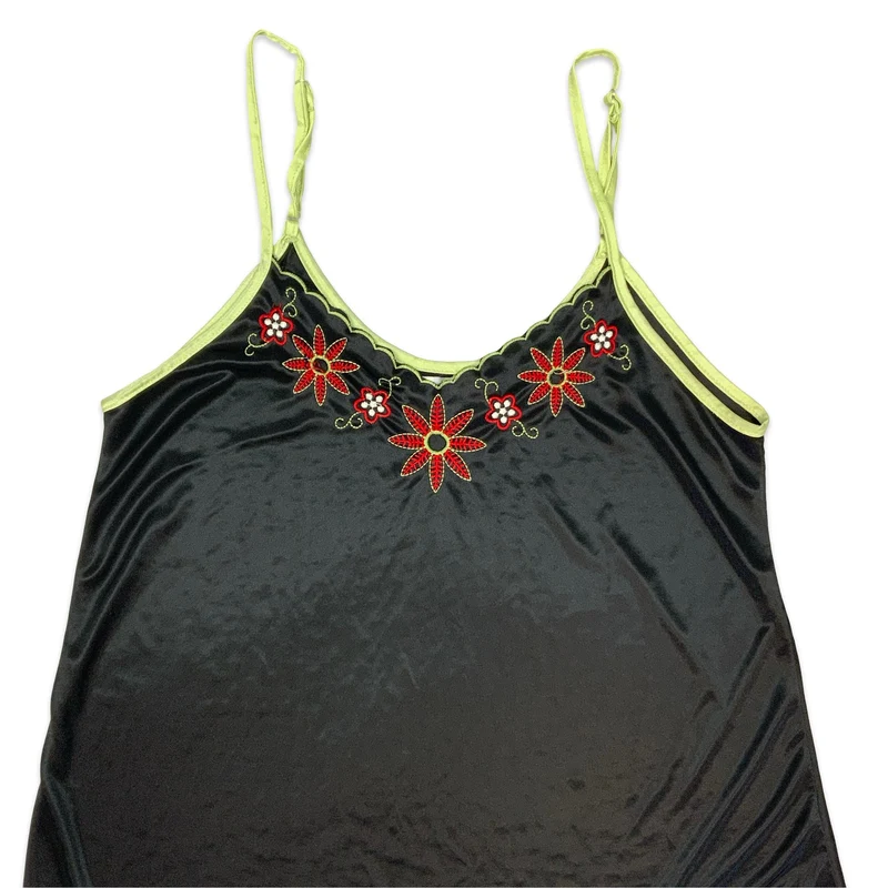 Vintage Black Green & Red Floral Top 10 12