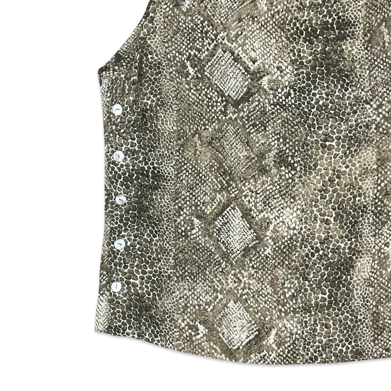 90s Y2K Beige Snake Print Vest Top 12 14 16 18