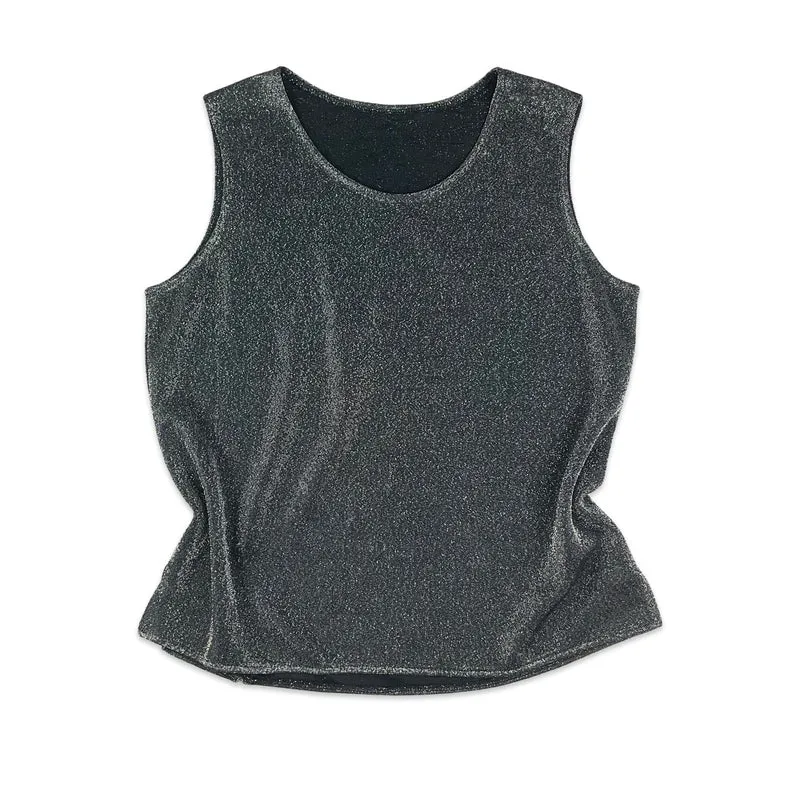 90s Black & Silver Sheer Top 8 10 12