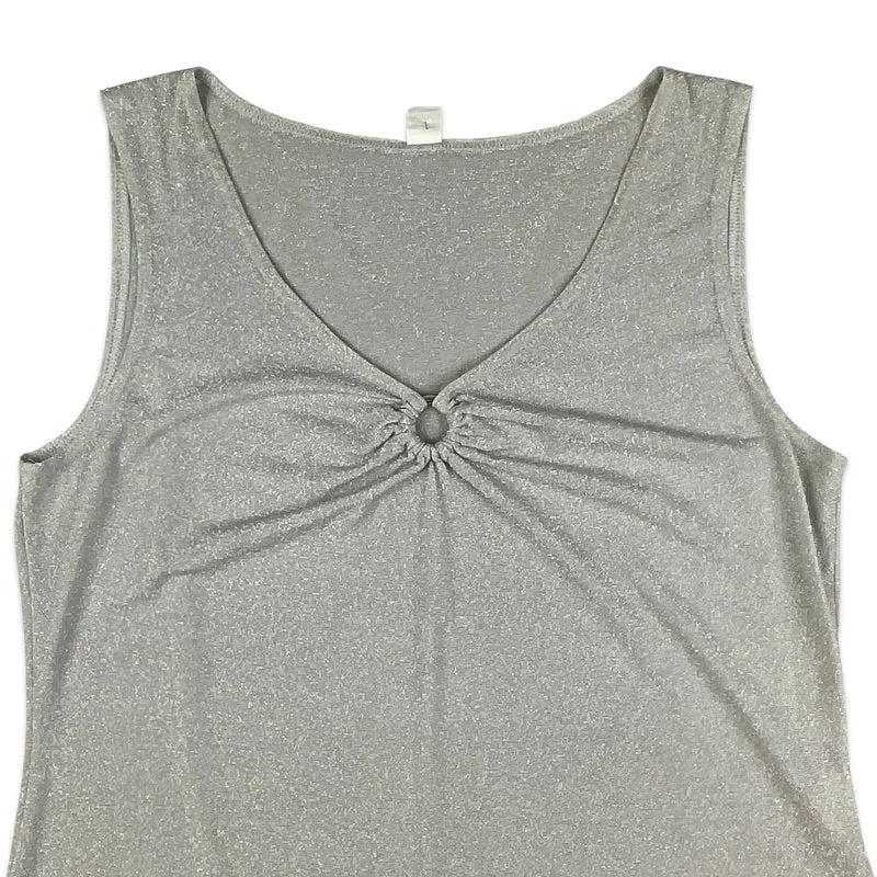 Y2K Silver Lettuce Hem Top 10 12 14 16