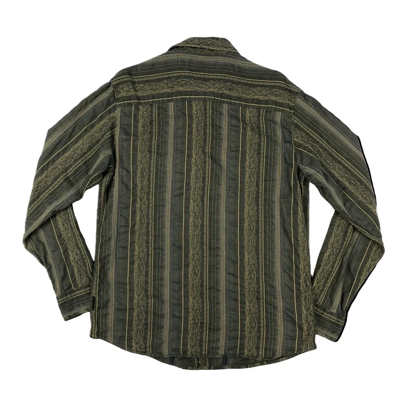 Vintage Y2K Blend Floral Striped Brown Long Sleeved Shirt L