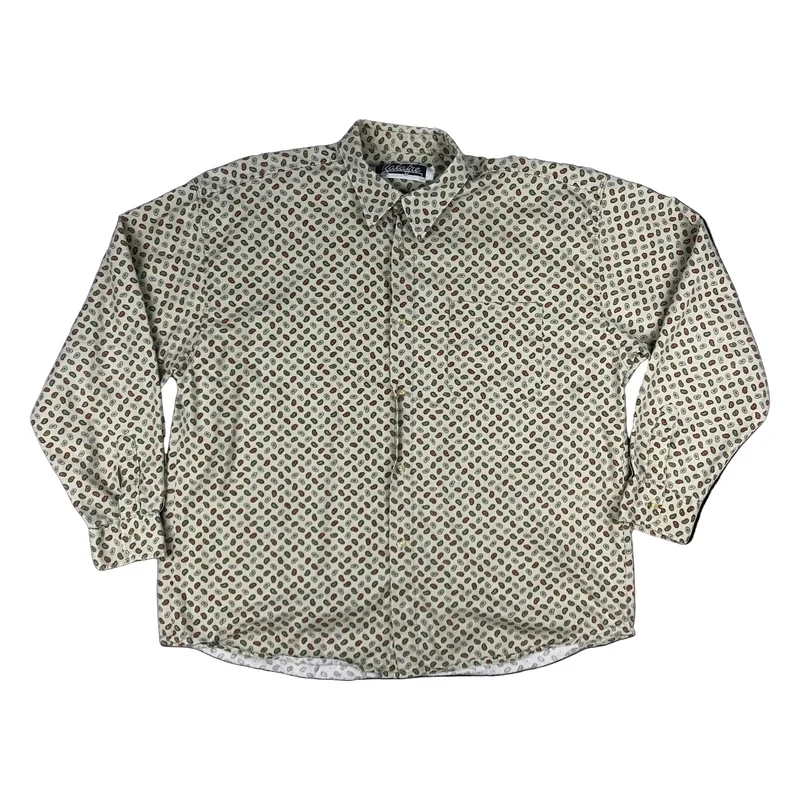 Vintage 80s 90s Paisley Abstract Print Shirt Cotton XL