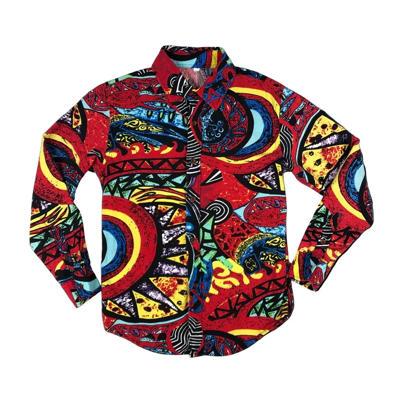 Vintage 80s Multicolour Crazy Print Cotton Shirt XS