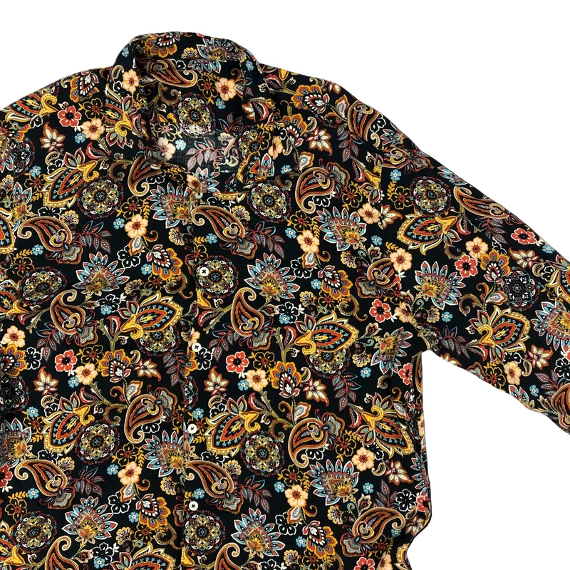 Preloved Zara Black & Multicolour Paisley Print Shirt M