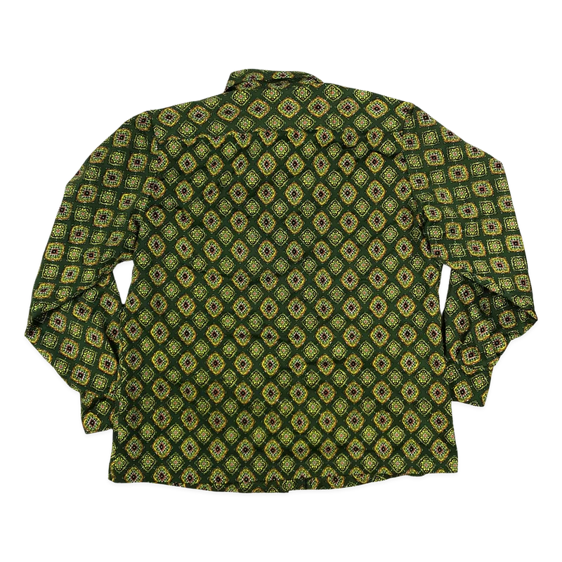Vintage 70s Green Abstract Print Shirt L