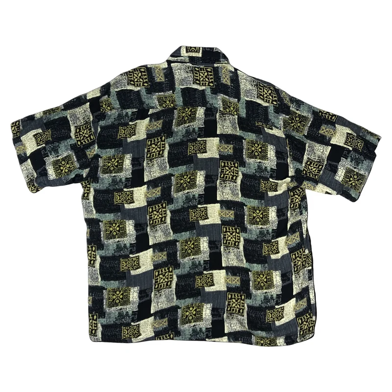 Vintage Abstract Crazy Print Viscose Shirt 2XL