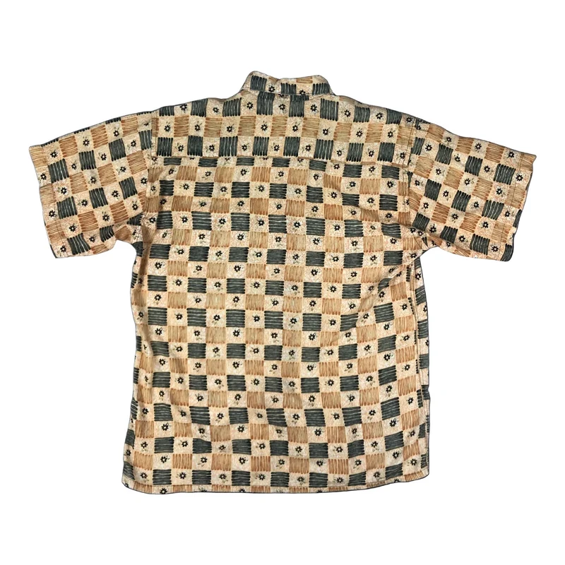 Vintage 90s Pierre Cardin Orange Black Abstract AOP Short Sleeve Casual Shirt XL