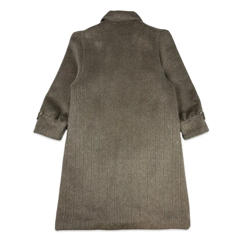 80s Vintage Llama Wool Beige Brown Coat 14