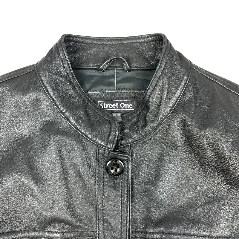 Vintage Y2K Ladies Black Leather Jacket M 12