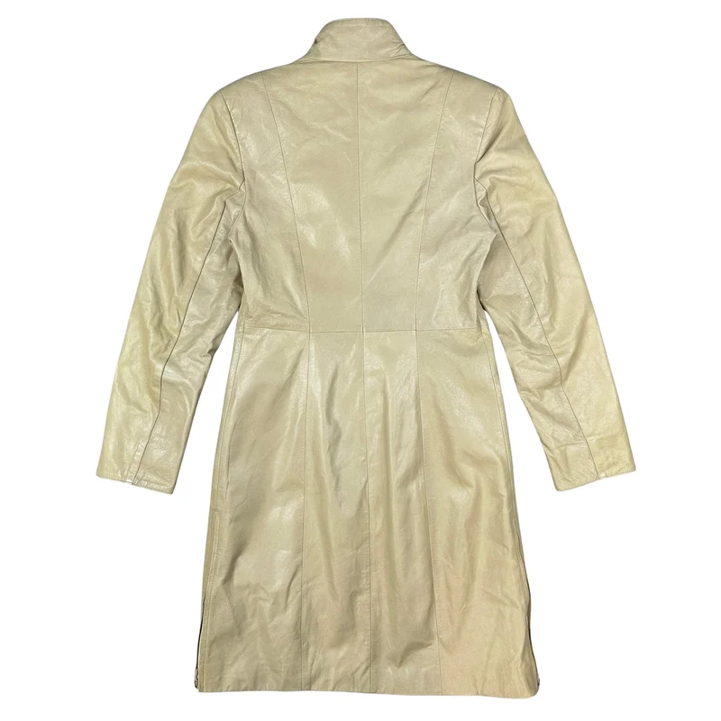 Vintage 90s Y2K Beige Leather Coat 12