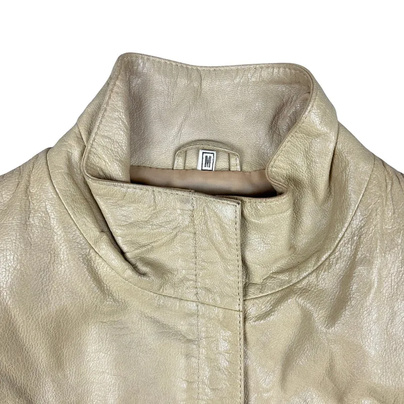 Vintage 90s Y2K Beige Leather Coat 12