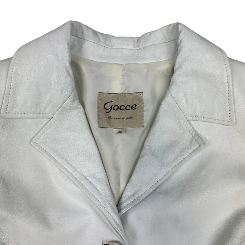 Preloved Y2K Ladies White Leather Jacket 16