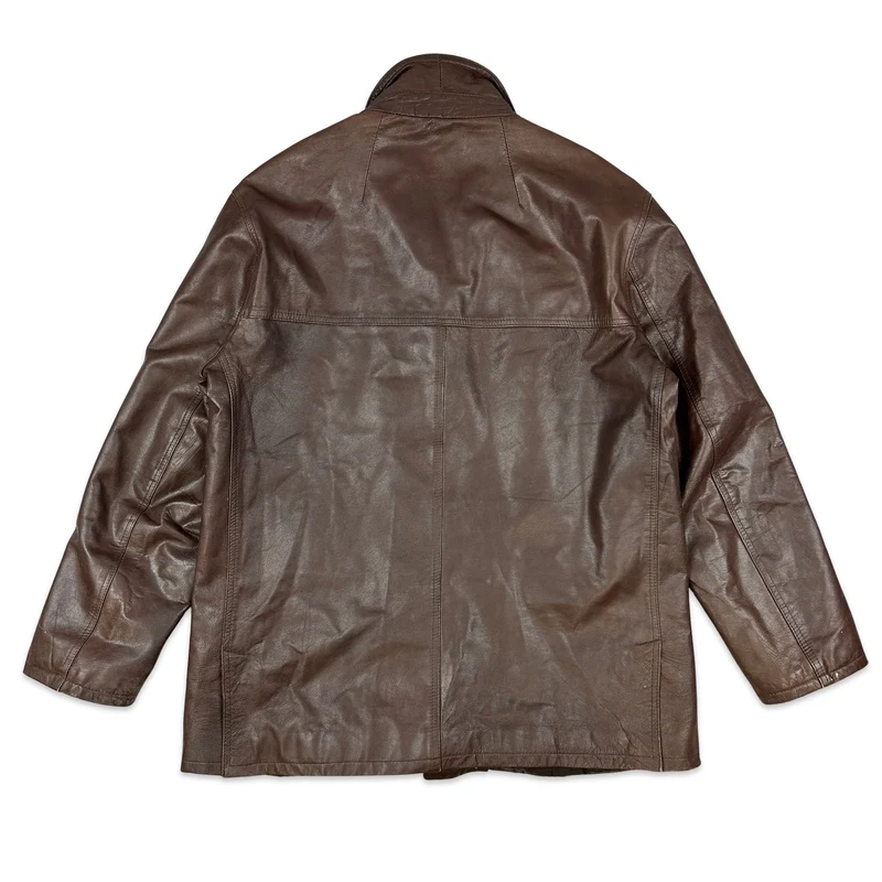 90s Vintage Mens Mulligans Brown Leather Jacket XL