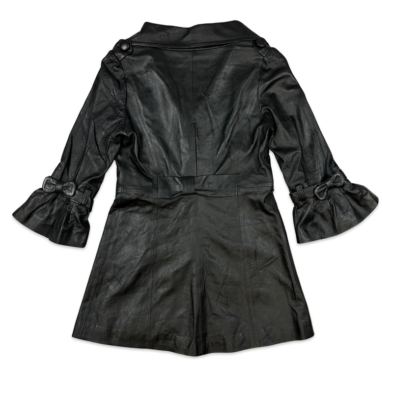 Y2K Vintage Black Leather Jacket Blazer S 8