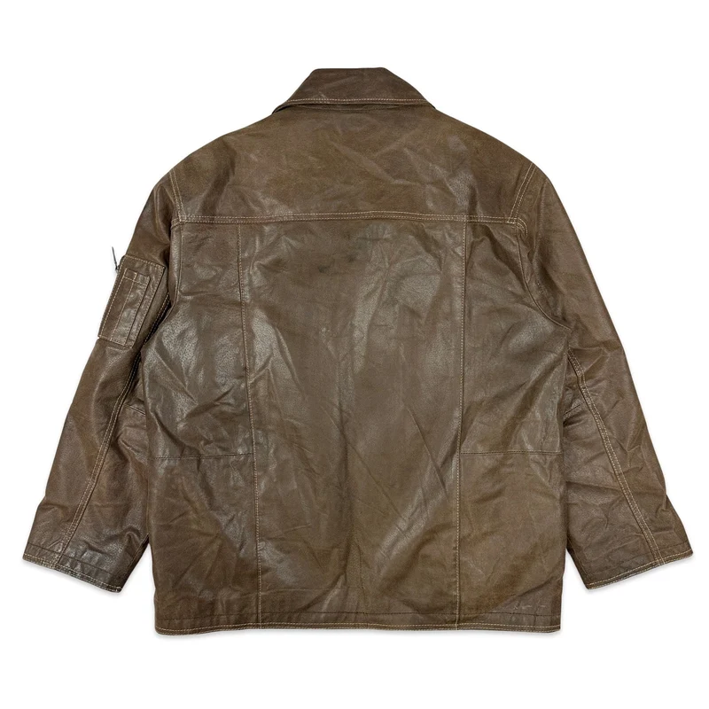 Vintage Brown Leather Jacket 2XL