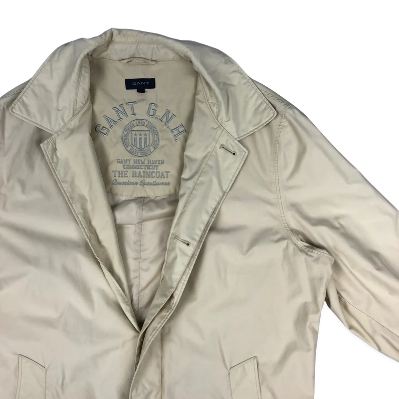 Vintage Y2K GANT Beige Nylon Trenchcoat Outdoor Jacket Extra Large
