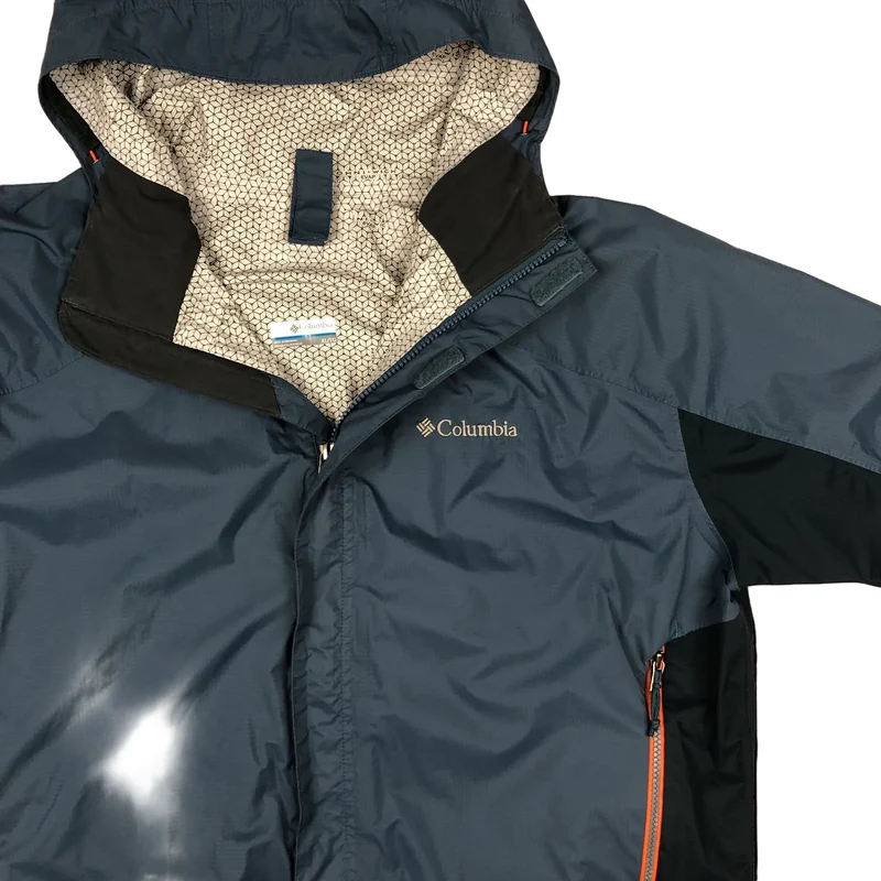 Columbia Hooded Windbreaker Jacket Teal Raincoat XXL