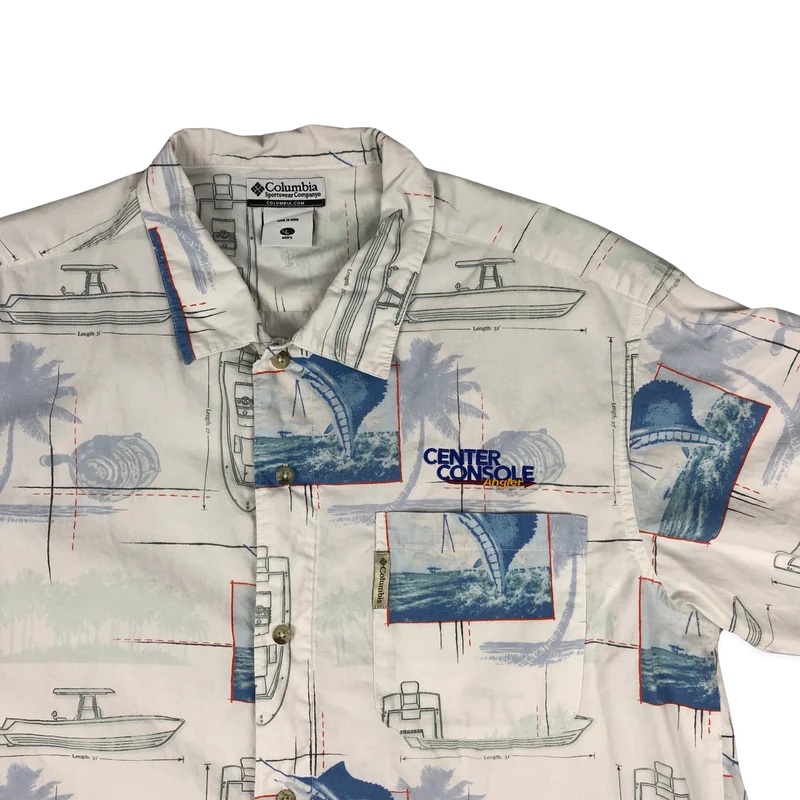Vintage 2000s Columbia Sportswear Company AOP Short Sleeve Casual Shirt XL