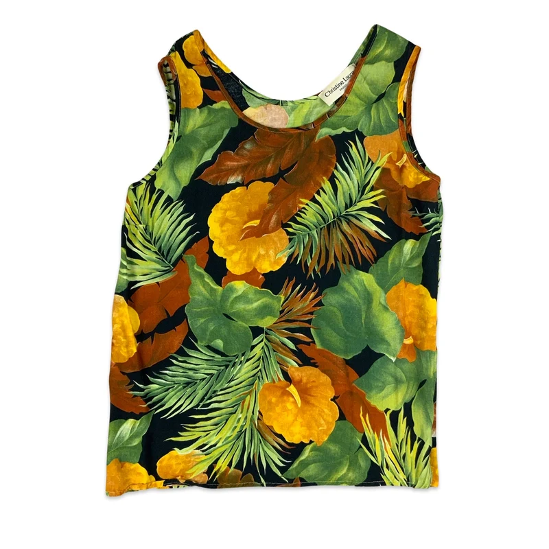 Vintage Floral Vest Top 8 10 12