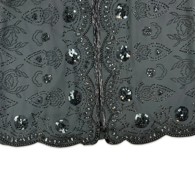 Vintage Black Beaded Long Cardigan 10 12 14