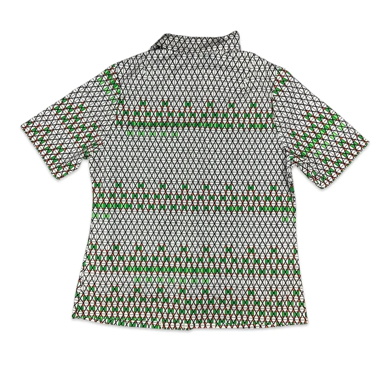Vintage 80s Black & Green Geometric Print Blouse 12 14