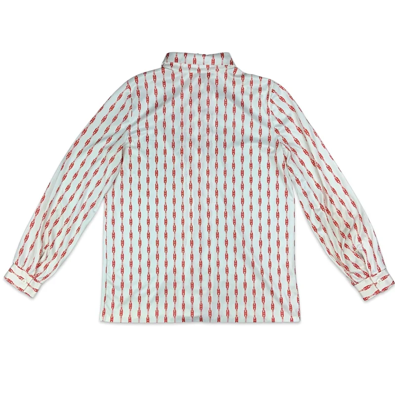Vintage 90s White & Red Novelty Chain Print Blouse 10 12