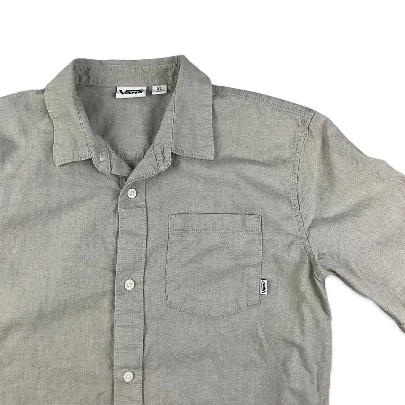 Vans Off The Wall Grey Short Sleeve Button Up Casual Shirt Small