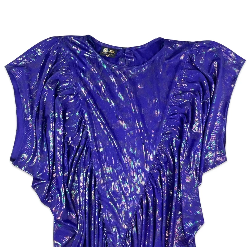80s Purple Metallic Batwing Blouse