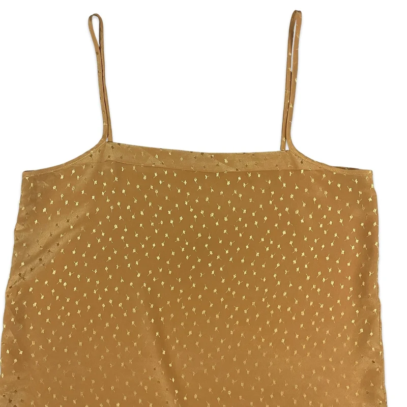 Vintage Yellow Ditsy Floral Spaghetti Strap Loose Fit Vest Top 6 8 10