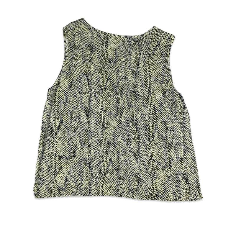 90s Y2K Green & Black Snake Print Vest Top 8 10 12 14 16