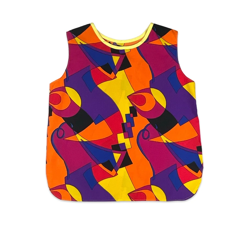 80s Bright Abstract Print Top 6 8 10