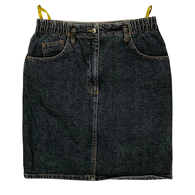 Vintage 90s Black Denim Mini Skirt 12